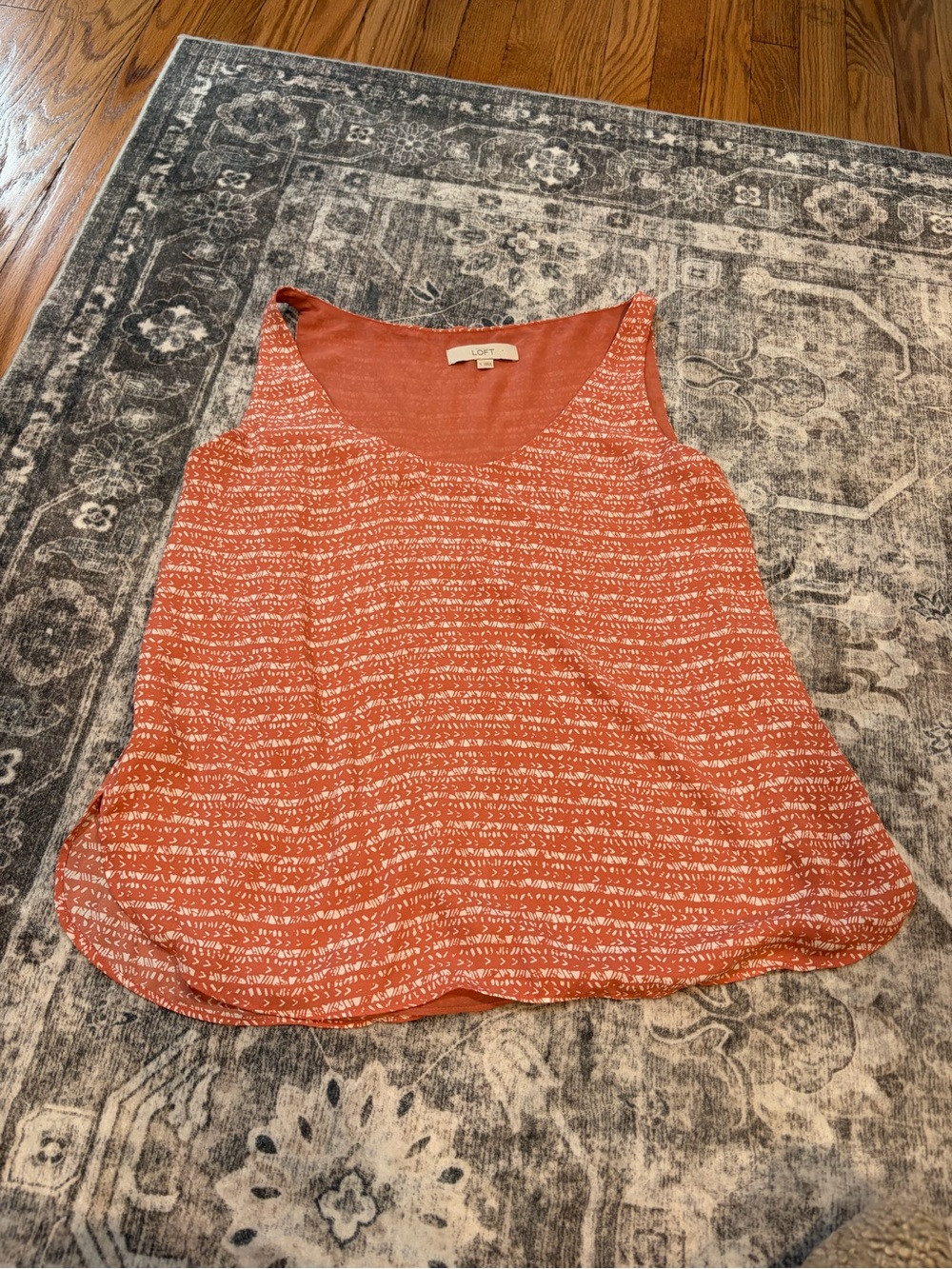 LOFT Coral Orange Printed Sleeveless Tank